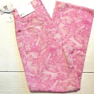 BDG pink rose cropped cowboy jeans